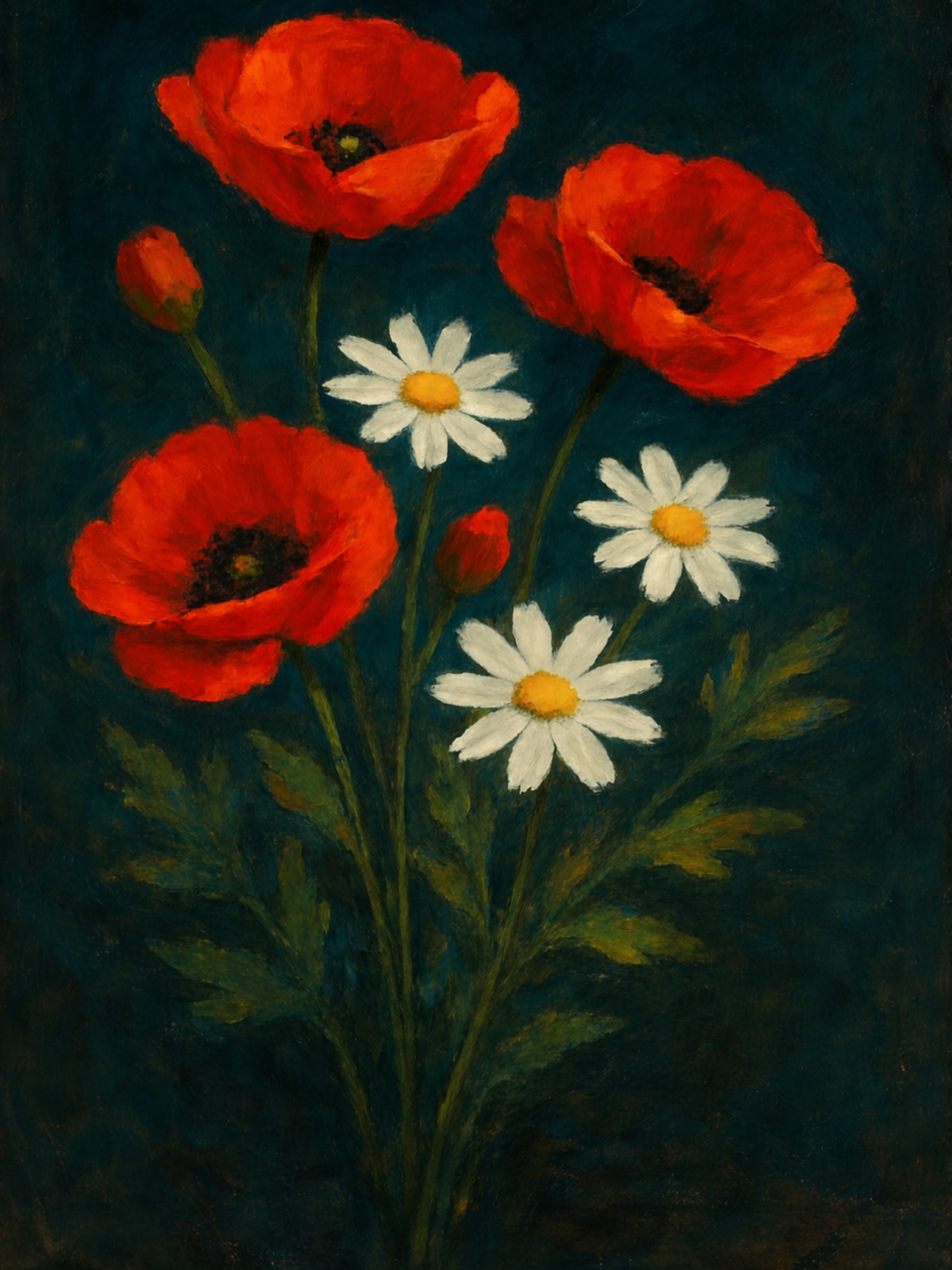 Poppies artwork cropped to 3:4 — edges lost