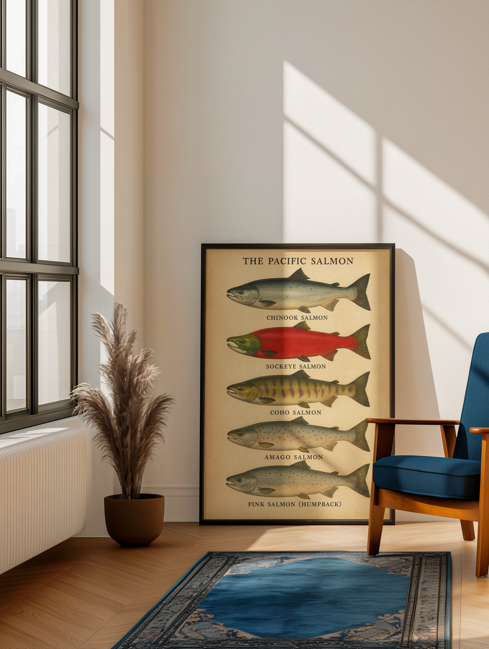 Vintage scientific fish poster — real Etsy listing sized with SnapToSize