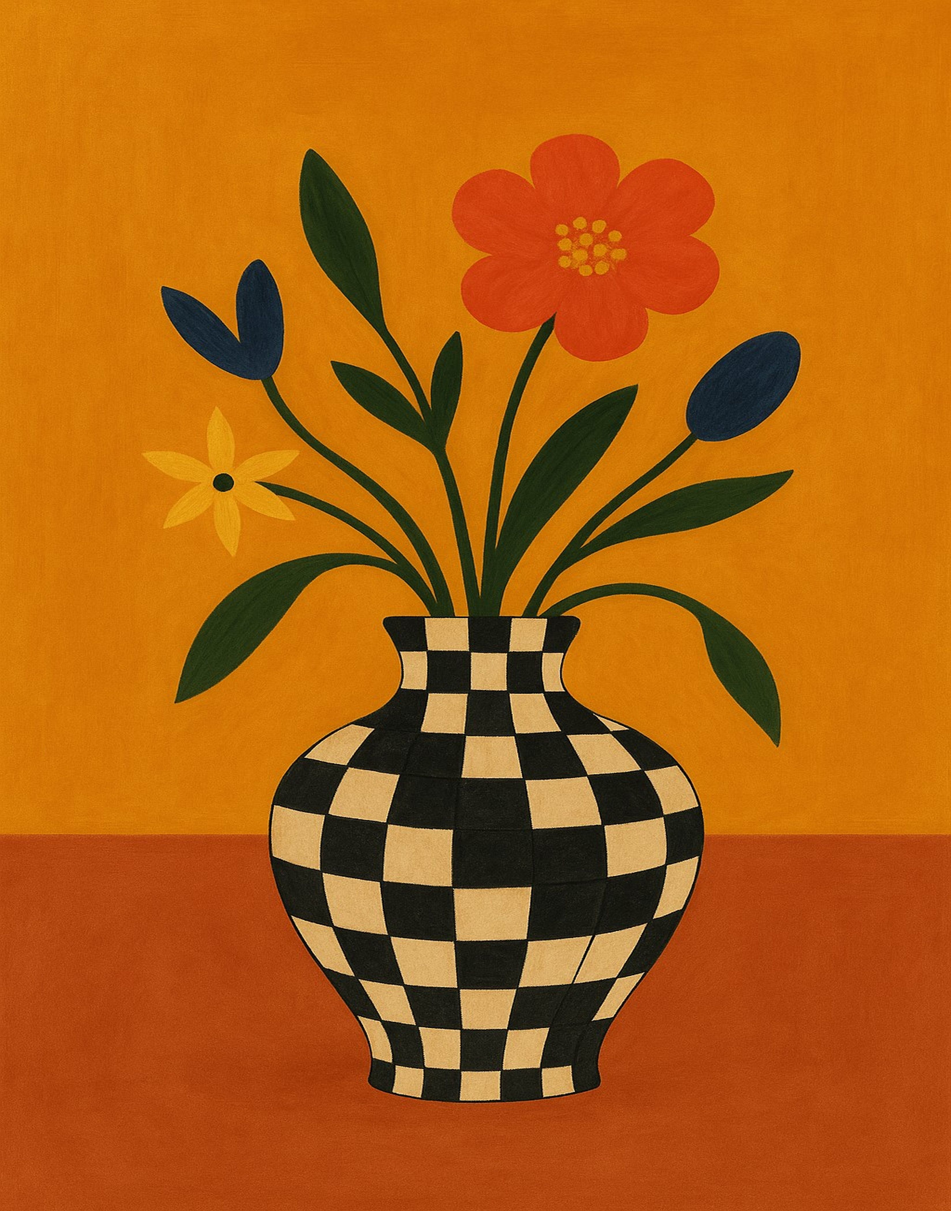 Floral vase watercolor art print at 11×14 ratio