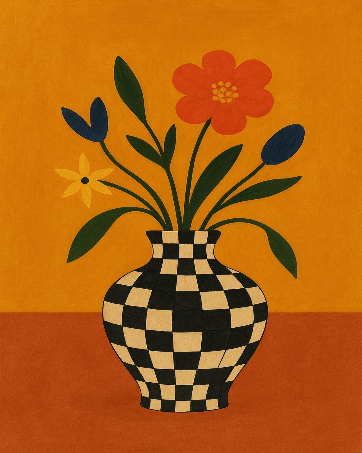 Floral vase watercolor art print at 4×5 ratio