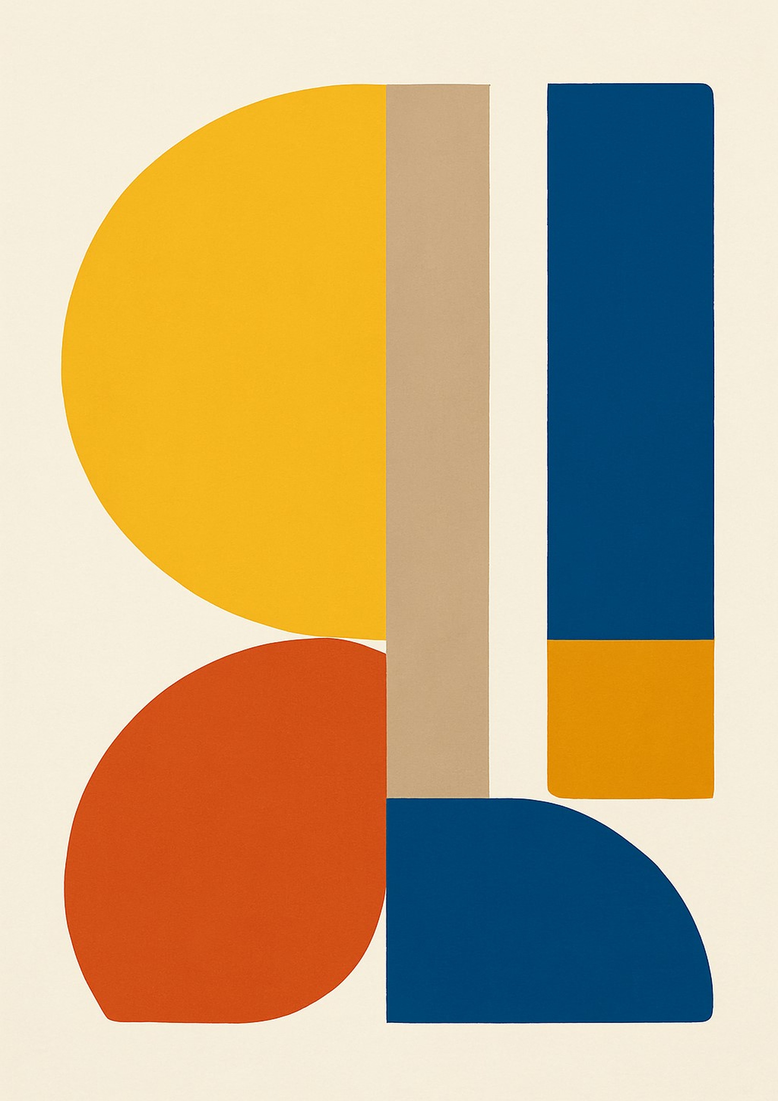 Geometric colorful MCM abstract art print at A4 ratio