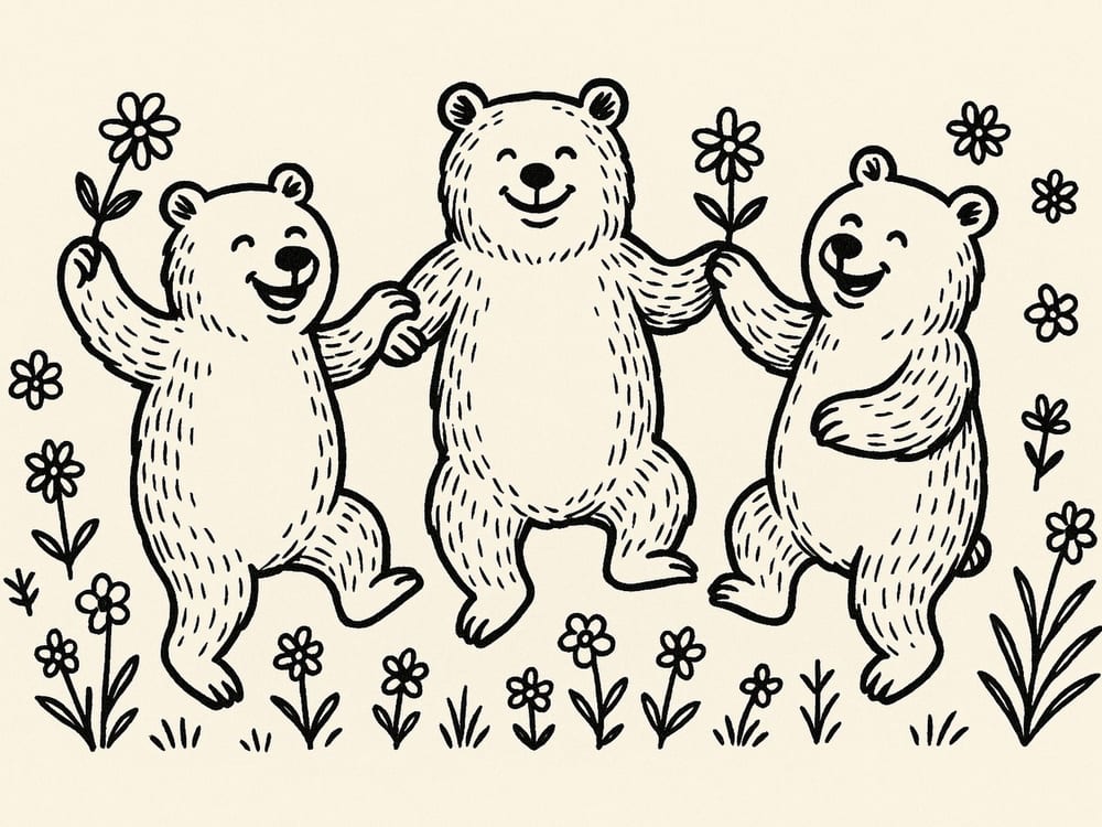 Bear line art reframed to 4:3