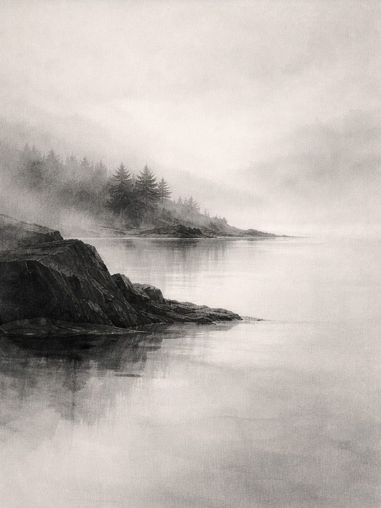Misty Nordic art exported as a 18×24 print at 5400 × 7200 px, 300 DPI