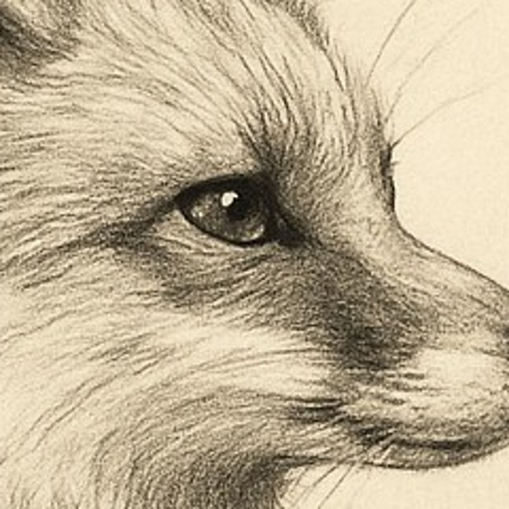 Pencil-sketch artwork detail comparing print DPI — original
