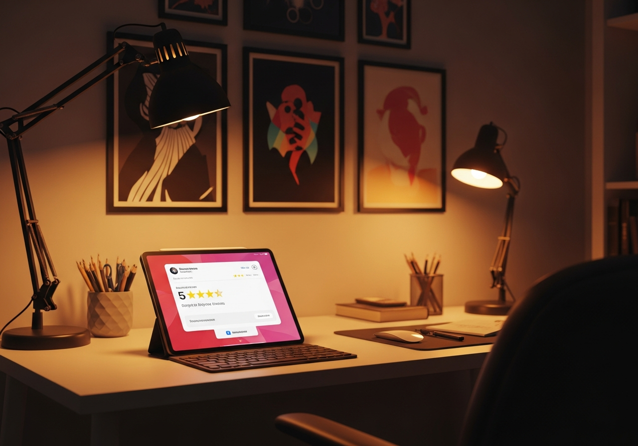 Digital art prints displayed in a styled home setting — achieving Star Seller status helps your listings stand out